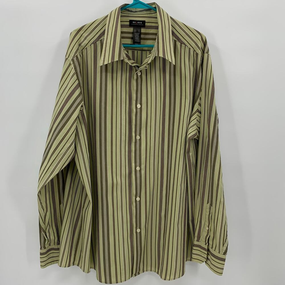 Axcess Mens XXL Button Down Shirt Long Sleeve Striped Multicolor Work Casual